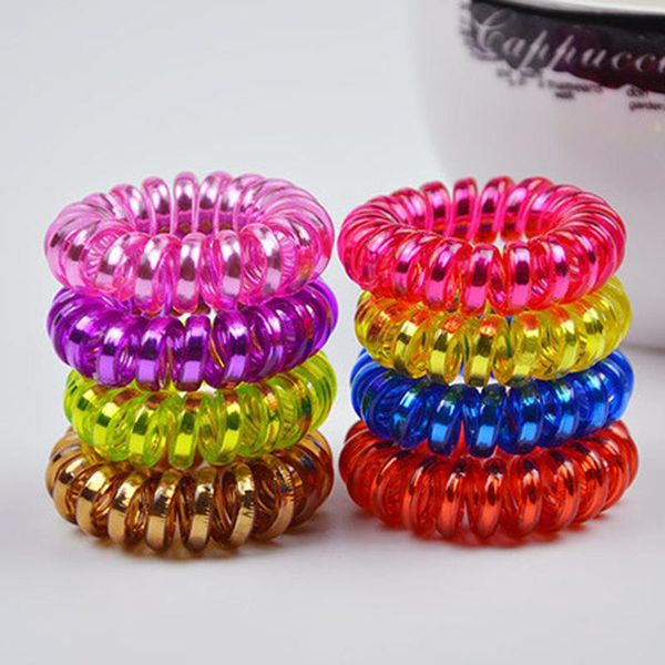 

размер 35 мм mix color scruchies headdress hair band телефонная линия провод эластичный веревка для волос для волос wmtofw, Silver