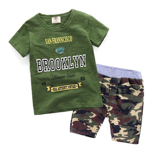 

sogni kids clothes boys 2020 summer brand casual boys clothing sets camouflage short sleeves printing t-shirt +shorts tracksuits1, White
