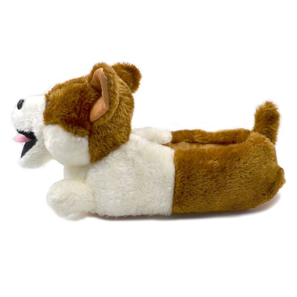 

millffy classic plush corgi slippers plush dog animal slippers brown and white costume footwear 201203, Black