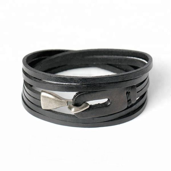 

bracelet manufacturer new design men fashion vintage leather bracelet classic punk style multi-layer handmade hook jllvfo
