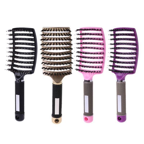 

salon professional bristle & nylon hairbrush scalp massage comb wet hair brush salon prof jllneh, Silver