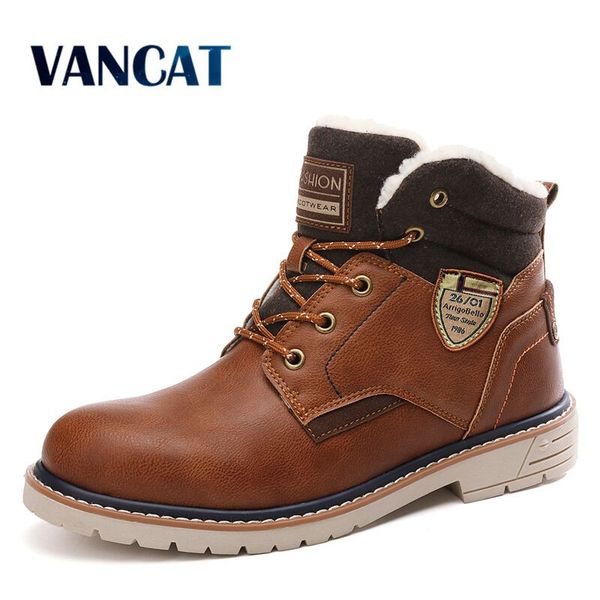 

2020 new winter warm fur mens boots leather ankle boots waterproof snow boots outdoor desert comfortable motorcycle, Black