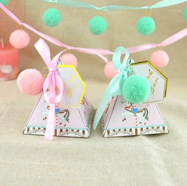 

gift wrap diy 50pcs 7.2x7.2x8cm carousel favor candy box and bags sweet boxes for baby shower with ribbon wedding 20211
