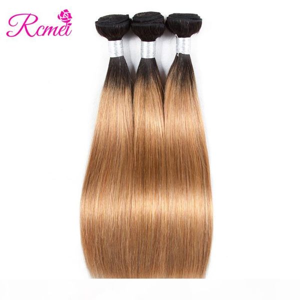 

rcmei blonde brazilian straight hair weave bundles ombre human hair bundles two tone 1b 27 hair weaving ing, Black