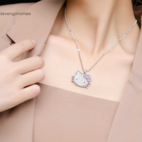

diamond bow cute crystal necklace fashion cat (white) 2684, Silver