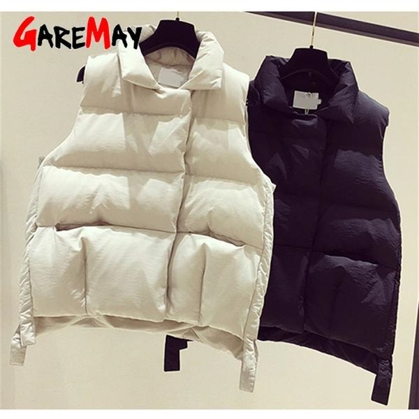 

cotton coat outwear winter vest thick section keep warm vest coat turn-down collar solid cold season coat women's clothing 201214, Black;white