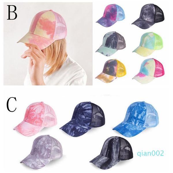 

messy cap tie dye sequins ponytail bun baseball criss cross snapback caps summer sun visor outdoor party hat dda68ebg9