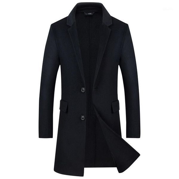 

2018 winter men double-faced woolen trench coat mens casual coat men's jacket single breasted trench men1, Black