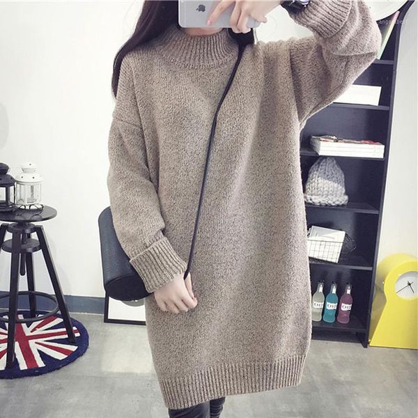 

3 colors women long solid warm jumper women winter mock neck famale sweater thick with long sleeve pullovers for ladies 20201, White;black
