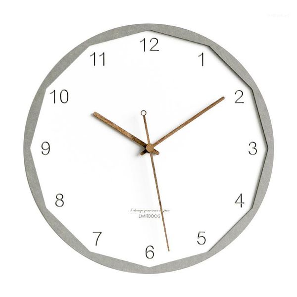 Relógios de parede nórdicos relógio silencioso design moderno relógio simples relógio branco redonda sala de estar horloge home yy60wc1