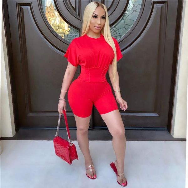 

2 piece set women two piece set summer clothes two pieces sets crop shorts summer clothing female o neck, Gray