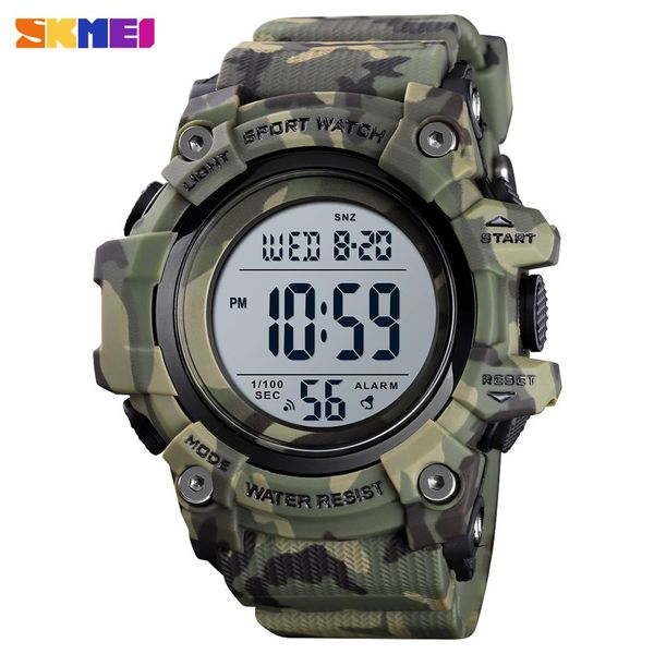 

digital mens watches luxury military wristwatch chronograph countdown sport watch 50m waterproof mens sports bracelet clock, Slivery;brown