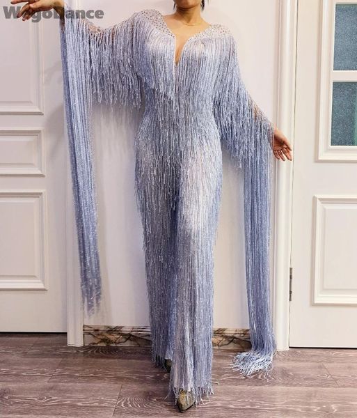 

women's jumpsuits & rompers women silver gray fringe rhinestones jumpsuit birthday celebrate tassel bodysuit stage dance leggings singe, Black;white