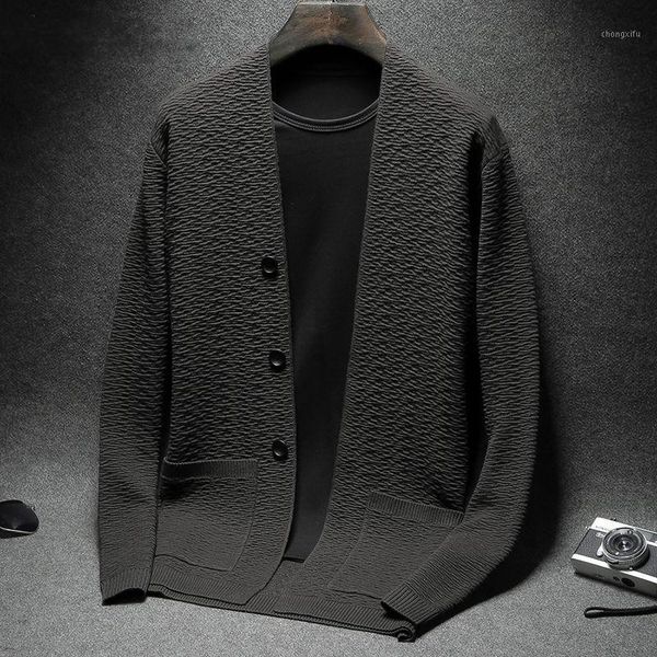 

cardigans men warm sweater long sleeve v-neck sweaters loose solid button fit knitting casual style clothing 3 colors l201, White;black