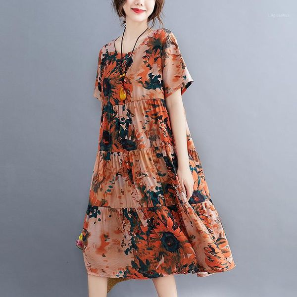 

summer fashion printing pregnant women dress short sleeve o-neck block color patchwork maternity cotton and linen dress pockets1, White