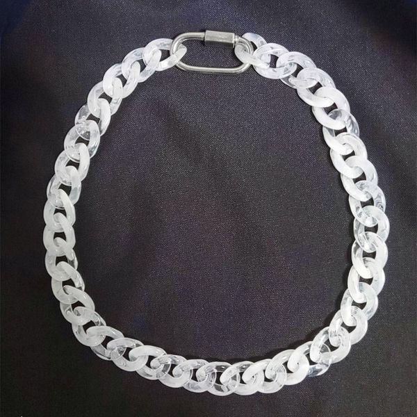 

chokers white clear acrylic silver color chain lock pendant necklace for men women punk choker collar fashion jewelry, Golden;silver
