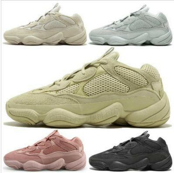 

soft vision stone desert rat 500 kanye west running shoes bone white utility black salt super moon yellow men women designer sneakers