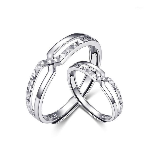 

cluster rings elegant carved real platinum pt950 wedding engagement bands for women men lovers couple bride groom upscale jewelry1, Golden;silver