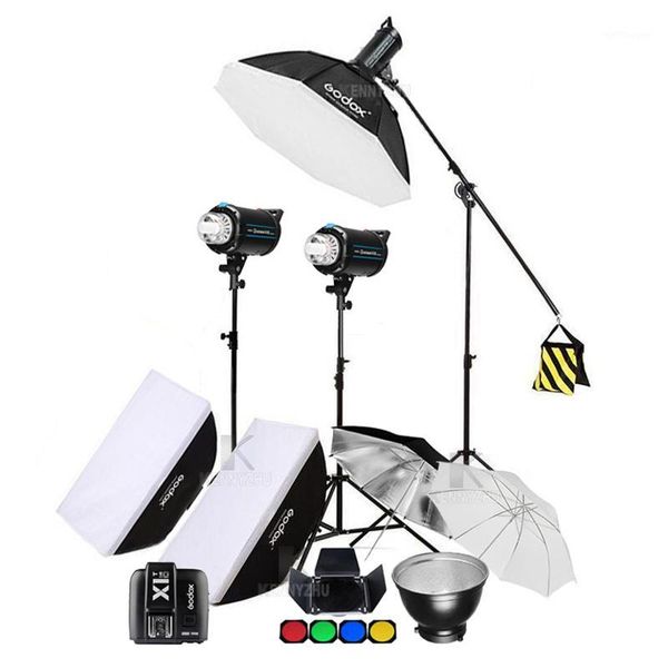 

3xgodox quicker 400dii 600dii 800dii 1200dii 2.4g wireless studio strobe flash light stand softbox kit for wedding advertisement1