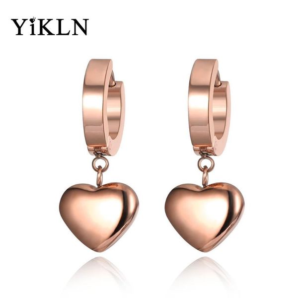 

yikln titanium stainless steel love heart hoop earrings classic rose gold wedding earrings jewelry for women kolczyki ye19098, Golden;silver