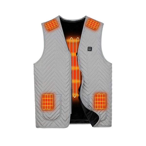

outdoor t-shirts 40# 7 zone heating vest usb charging warm clothing heated riding skiing fishing via coat, Gray;blue