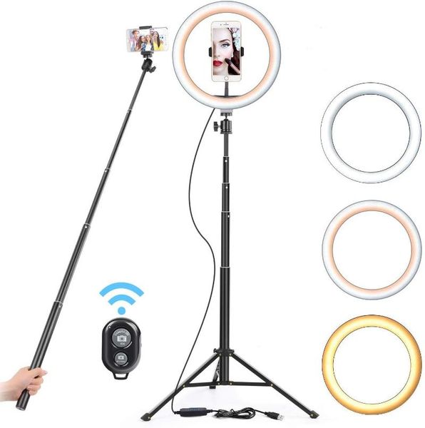 

flash heads 16/26cm dimmable lightingusb led ring light pography lamp with 130cm tripod stand for makeup youtube vk tik tok video