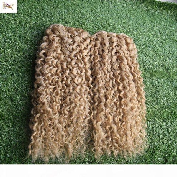 

blonde color brazilian curly wave hair weaving 100g 1pcs 100% remy human hair extensions 10-30 inch double weft hair extensions, Black