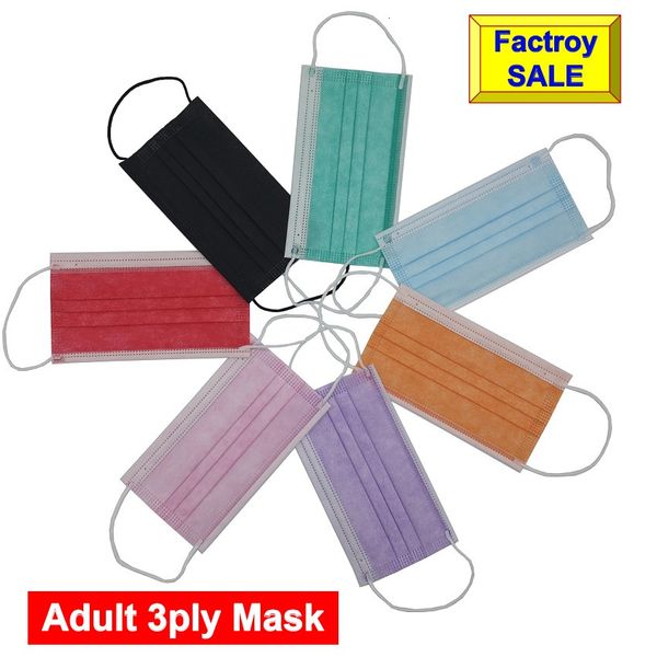 

factroy wholesale disposable 3ply ply face colorful 3 layers flat mask dhl ing