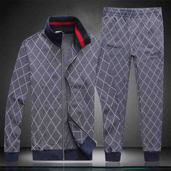 

men's sportswear autumn patchwork zipper sweatshirt pants sets sports suit tracksuit men track suit 2021, Gray