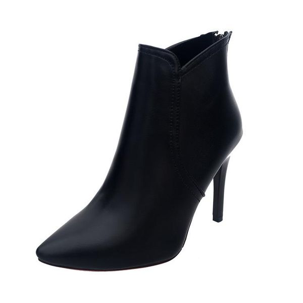 

boots 2021 winter european pointed super high heel stiletto women's shoes simple single, Black