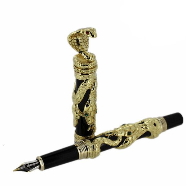 

2020 vip new commemorate gift luxury signature roller ball antique silver fine iridium nib 3d jinhao snake fountain pen rollerball pen, Blue;orange