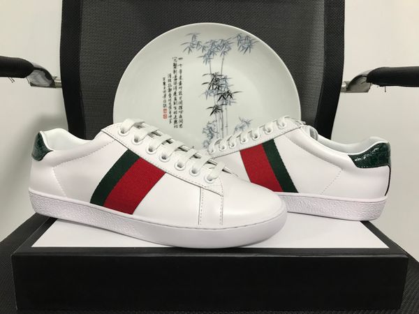 

mens shoes with original women luxury sneaker man casual ace shoes green red stripe size 35-46, Black