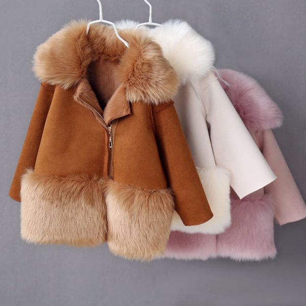 

winter leather kids jackets for boys faux fur girl coats warm fleece teenager children outerwear fall baby overcoat clothes 201118, Blue;gray