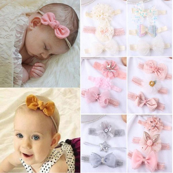 

3pcs/set baby accesorries girl lace flower headband ribbon elastic headdress kids hair band newborn bow for baby girl 0-3years1, Slivery;white