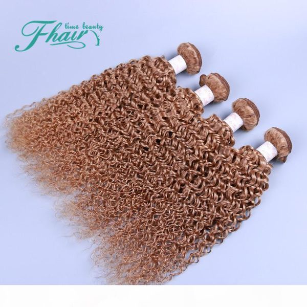 

future time honey blonde 8a briziian hair kinky curly 4 bundles #27 colored 10-30 inch 100% human hair weave ombre kinky curly hair, Black