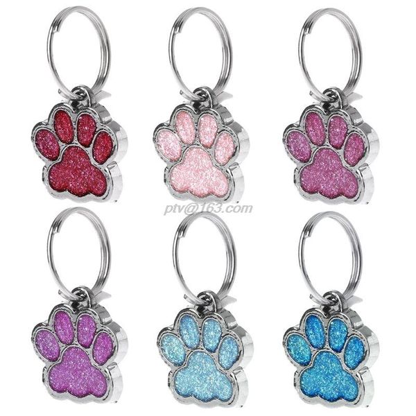 

sell pet collar tag shiny glitter shape pet dog cat id tag keychain with ring