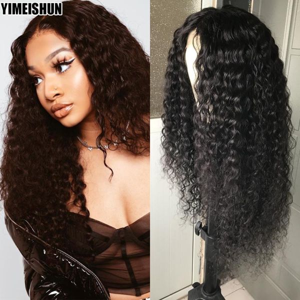 

lace wigs kinky curly wig human hair front peruvian for black women 13x4 frontal 26 inch 150 180 density, Black;brown