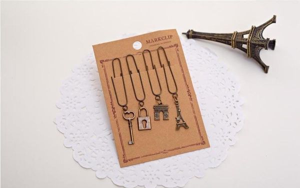 

new 4pcs/set cuteretro style paper clip bookmark / metal bookmar bbyshn packing2010