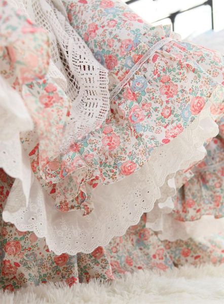

pastoral pink flower bedding set,twin full  king cotton romantic sweet cute home textile bedspread pillow case duvet cover1