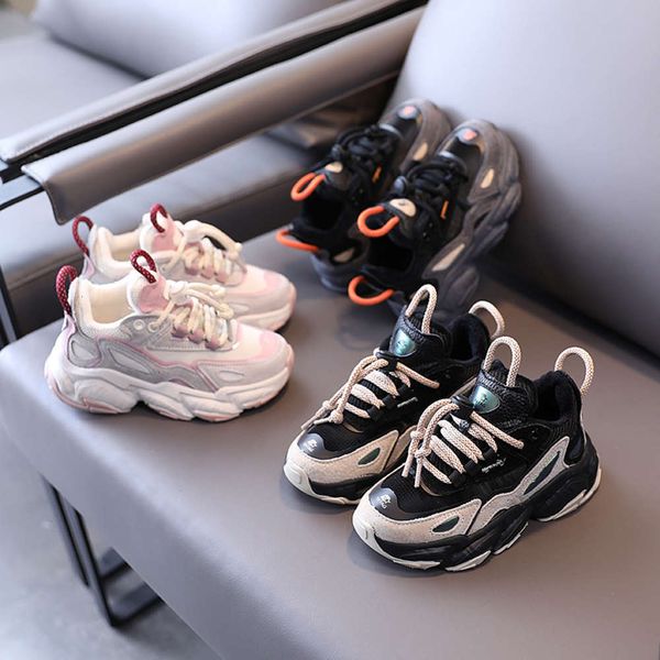 

father's winter 2020 new children's sports plush boy's korean girls' leisure two cotton sho, Black