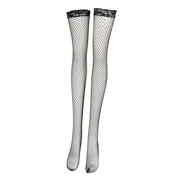 

elegant womens girls lace fishnet thigh high stockings, Black;white