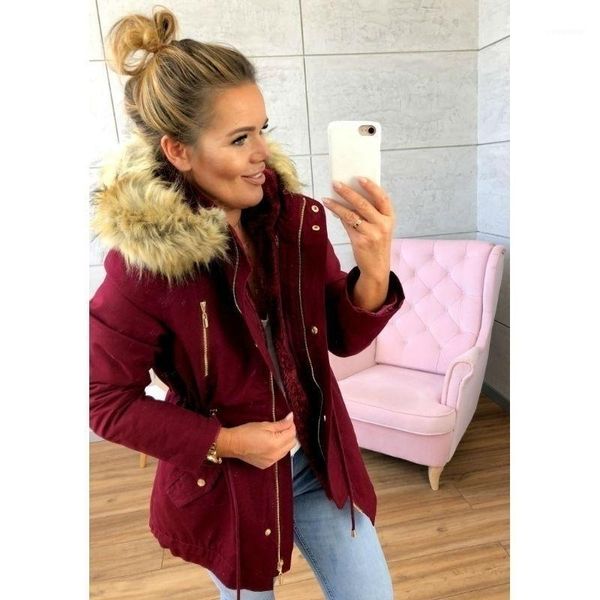 

voceelinda 2019 women zippers casual winter warm comfortable coat long sleeve hooded coat pocket women plus size coats1, Tan;black