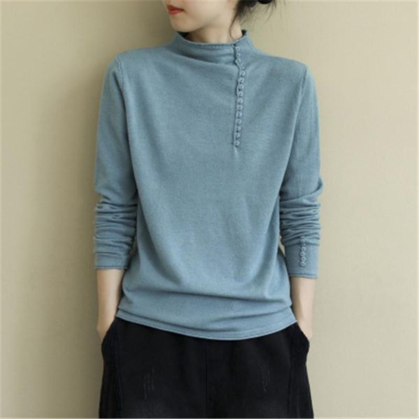 

women's sweaters 2021 loose literary long-sleeved knit pullover shirt autumn winter high-necked casual knitted sweater women xa400, White;black