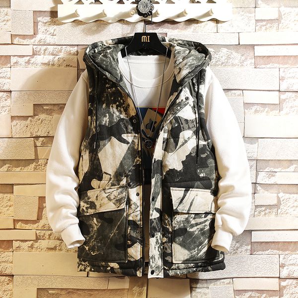 

2021 new autumn no sleeves jacket down warm vest thick with hood jackets size 5xl c2ks, Black;white