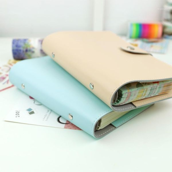 

notepads harphia a5 a6 vigorous planners travel journal refillable spiral loose leaf notebook dokibook filofax agenda vintage pu leather1, Purple;pink