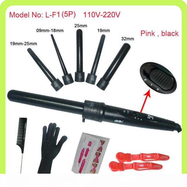 

410f 5 part hair curling iron machine 5p ceramic hair curler set 5 sizes 09-32mm curling wand rollers
