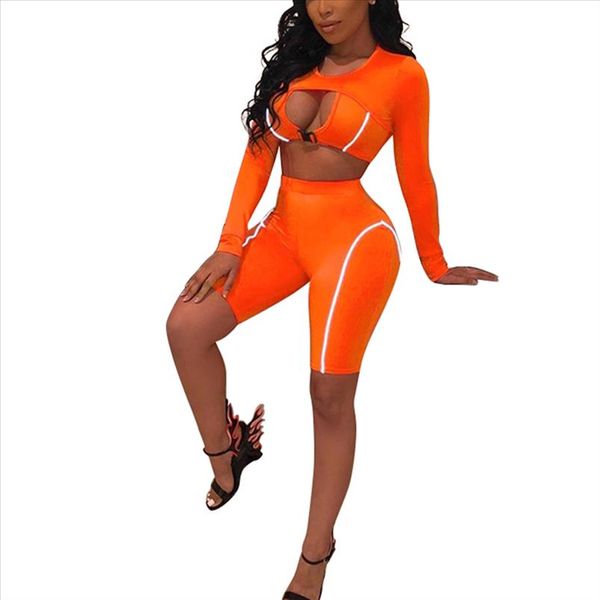 

women outfits 3pcs matching sets long sleeve bra shorts striped womens clothing ladies tracksuit fitness clothes, Gray