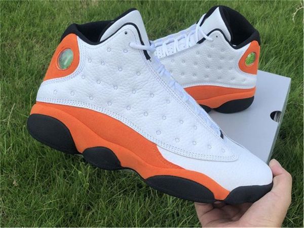 

air authentic 13 starfish sneakers white black starfish orange real carbon fibet retro men outdoor sports shoes with box us 7-13