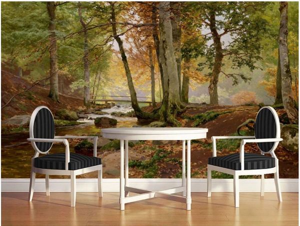 

3d wallpaper custom p mural landscape oil painting forest stream home decor 3d wall murals wallpaper for walls 3 d in the living room