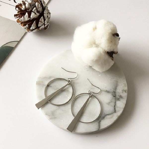 

european and american temperament simple retro long paragraph geometric circle earrings ear earrings wholesale ing, Silver